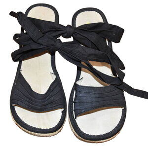 Volatile Esparillas Open Toe Woven Heel Sandal, Black, Women's US 7